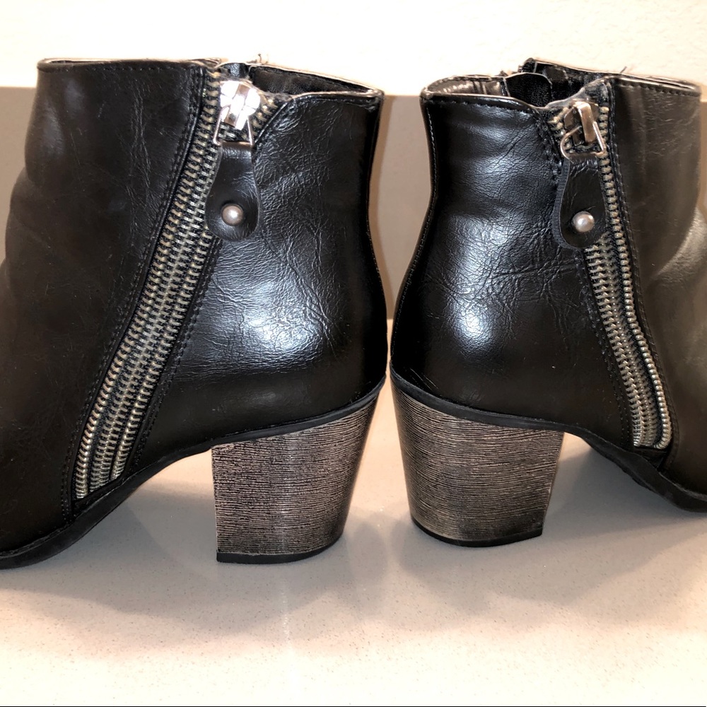Black Double Zipper Ankle Booties